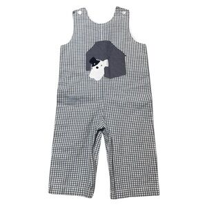 Funtasia! Too Dallas Playful Puppy Grey Gingham Jon Jon Size 2t